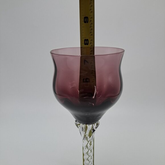 Vintage Purple Wine Glass Twisted Stem - Picture 5 of 5